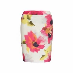 Ann Taylor loft linen blend floral skirt 14 $69 NWT